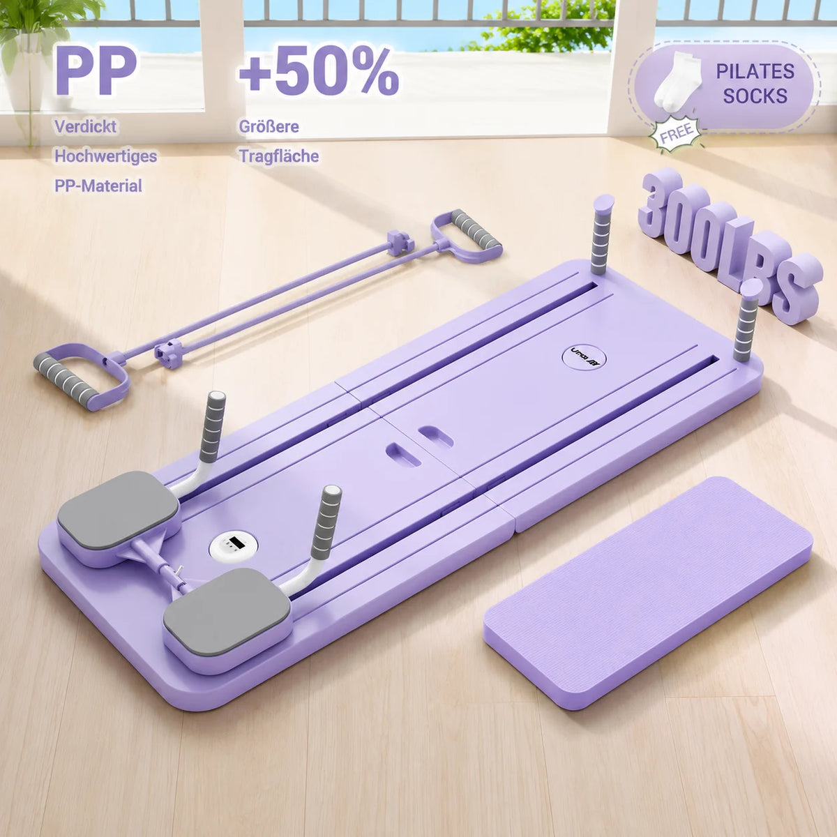 UMAY Foldable Pilates Board Abdominal Trainer With Resistance Tubes