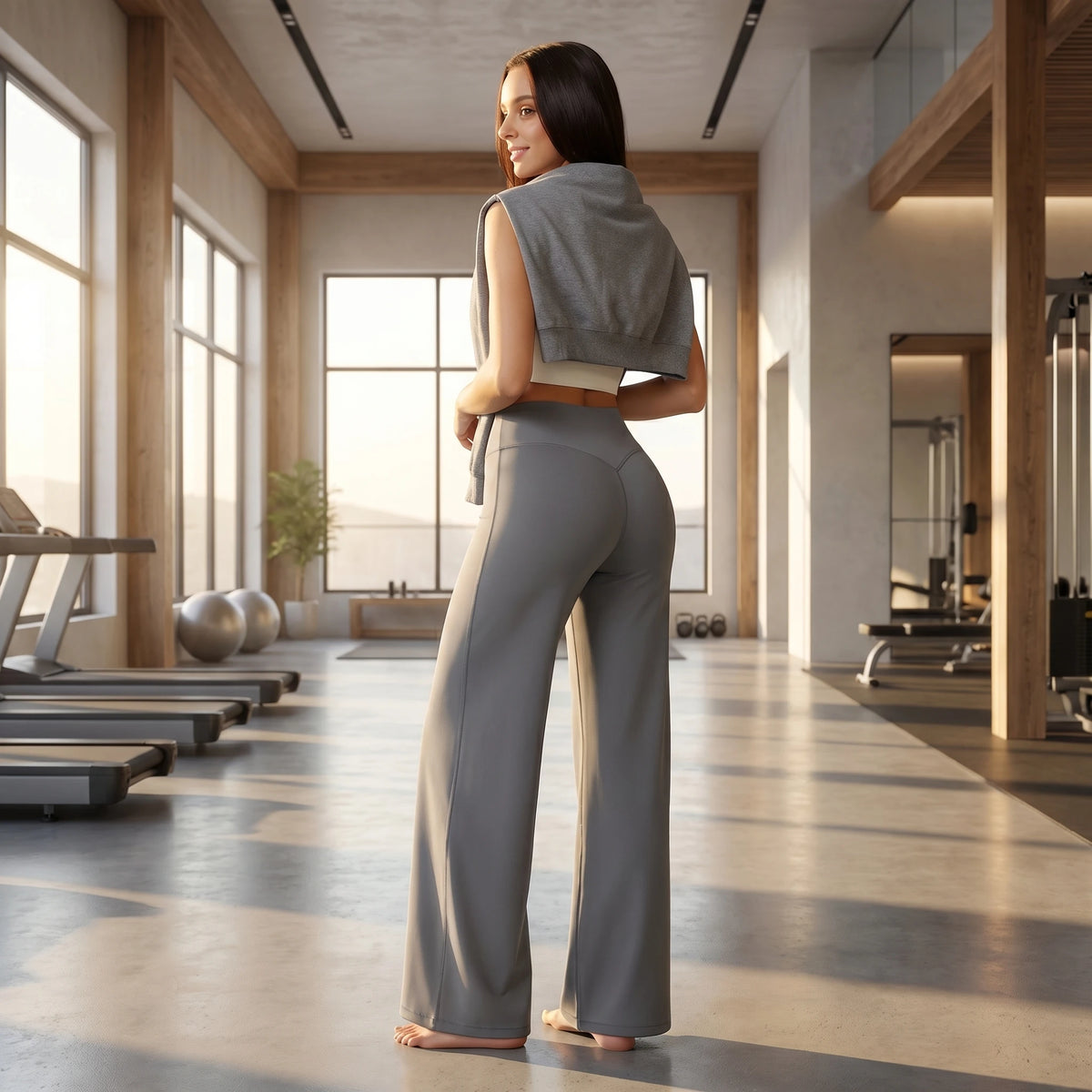 Womens High Waist Wide Leg Yoga Pants With Tummy Control
