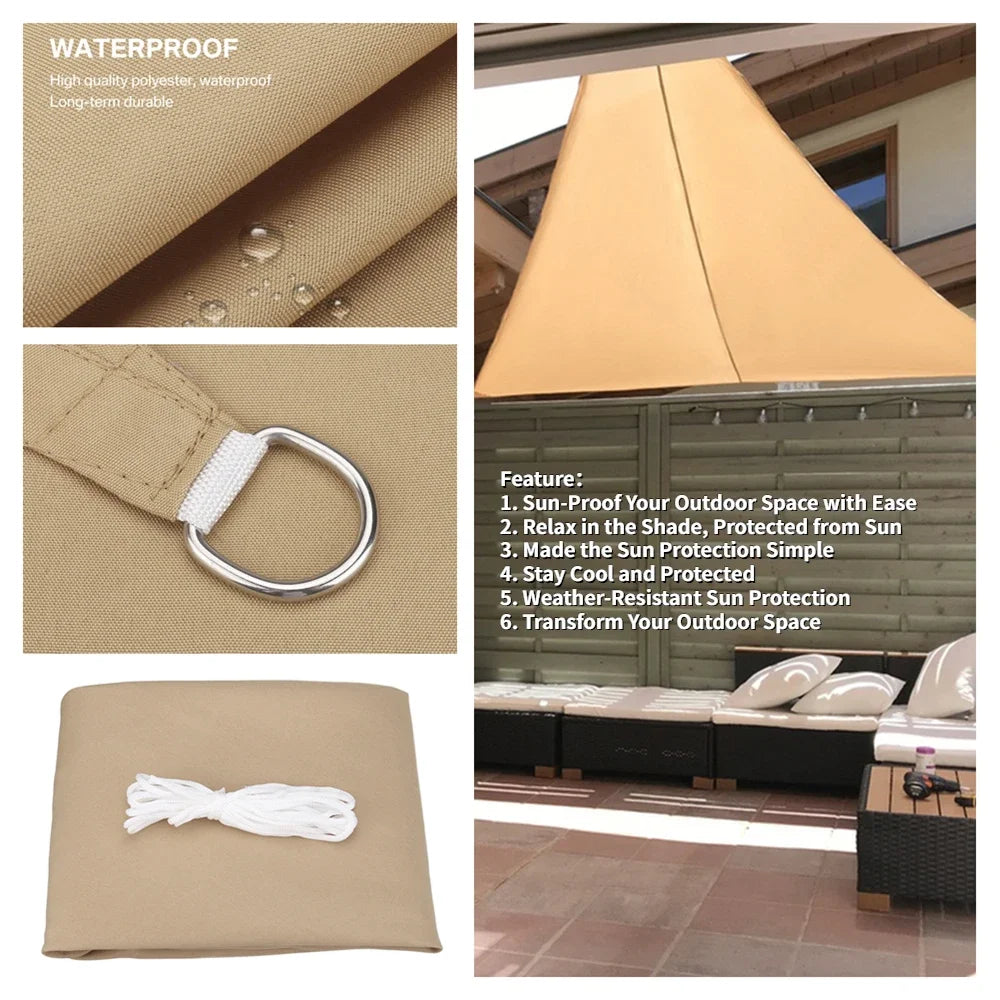 Waterproof Outdoor Triangle Shade Sail Canopy for Patio and Garden