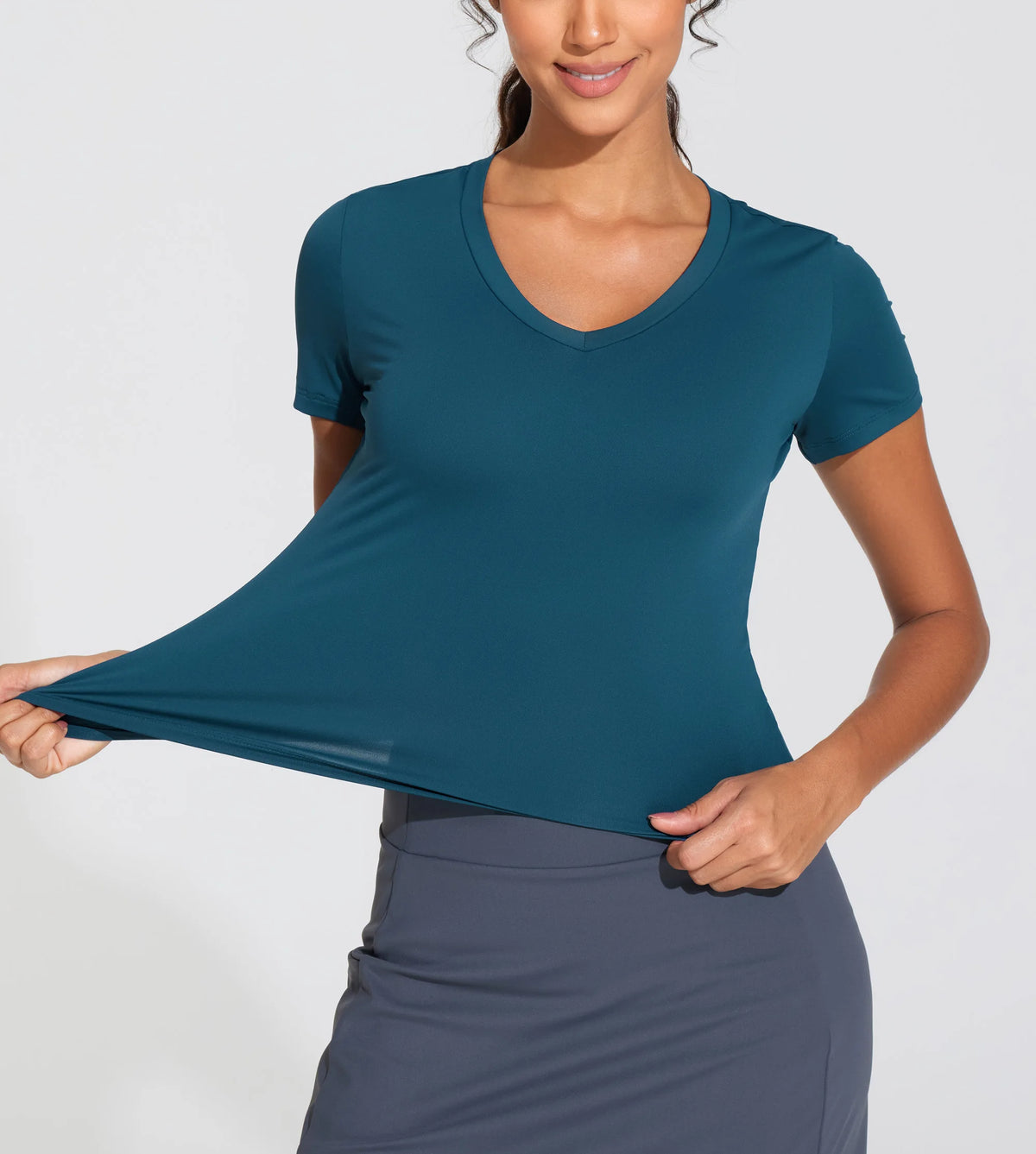 THE GYM PEOPLE Women's V-Neck Crop Workout Yoga Tee