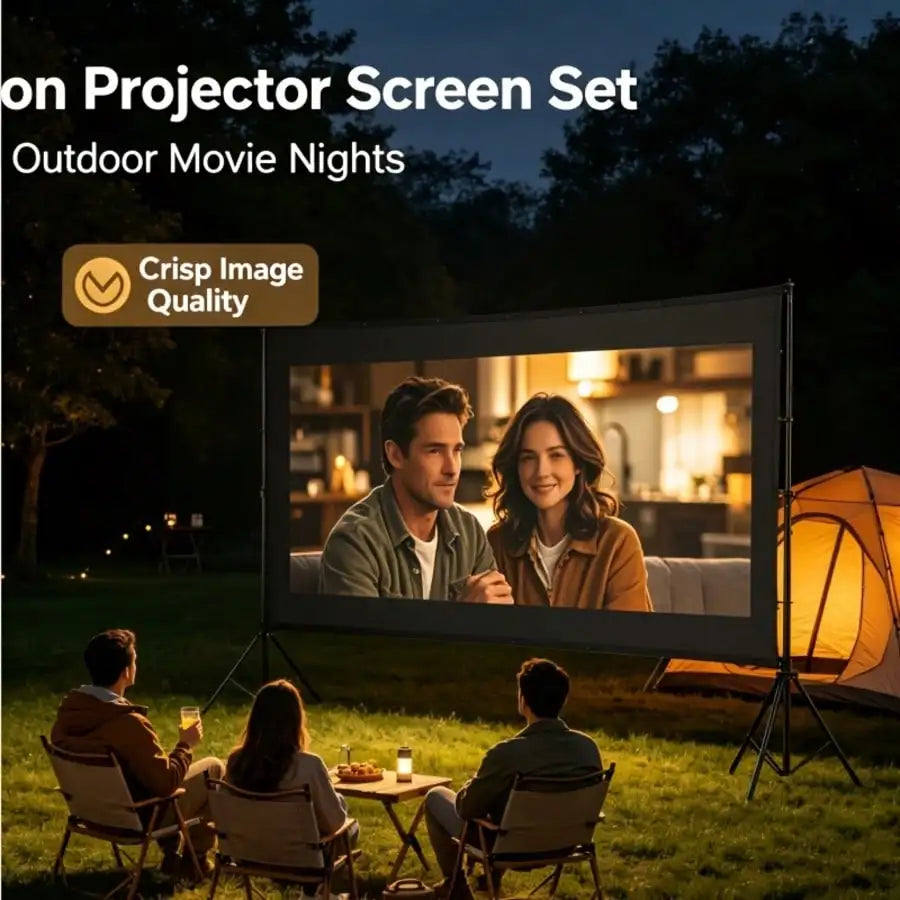 Portable Foldable Projection Screen With Dual Stands For Movie Theater