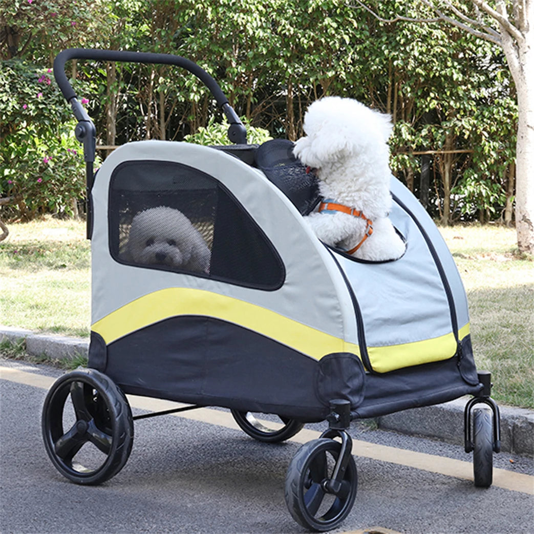 Foldable Dog Stroller Pram With Four Wheels For Travel
