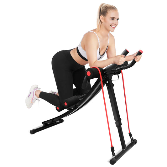 Foldable Adjustable Abdominal Trainer With Resistance Bands And LCD Display
