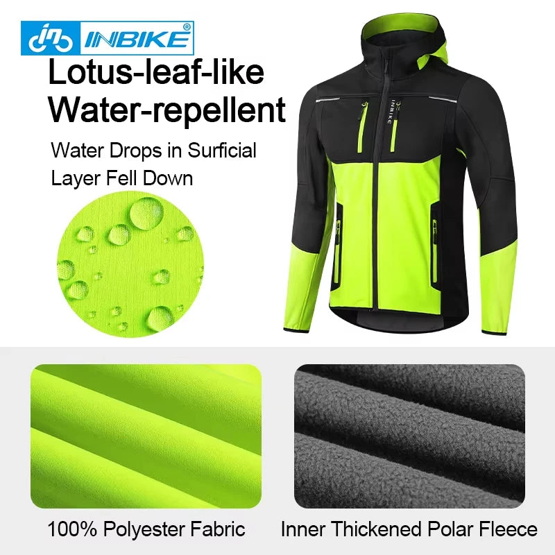 INBIKE Mens Waterproof Windproof Thermal Fleece Cycling Jacket