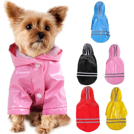 Waterproof Reflective Pet Raincoat With Hood For Dogs And Cats