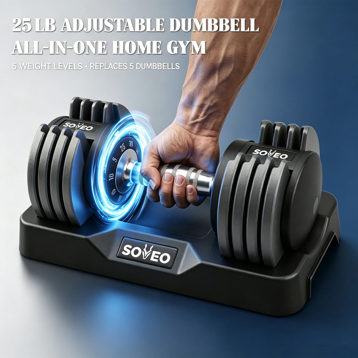 Adjustable Dumbbell Set With Fast Dial And Dual Lock System