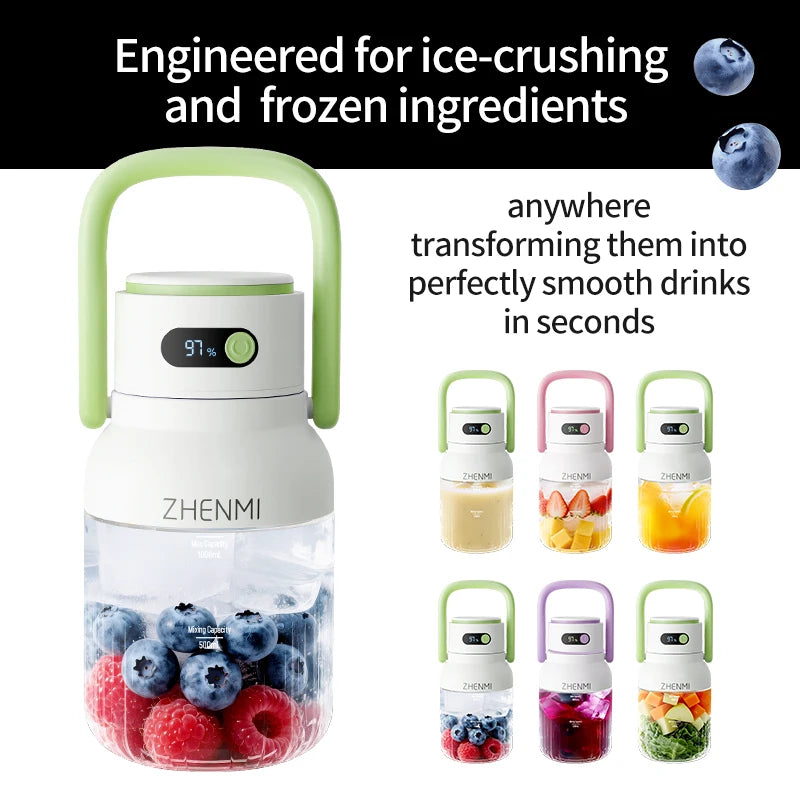 Zhenmi Cordless Blender For Smoothies And Shakes USB Rechargeable