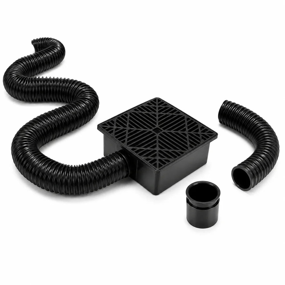 Outdoor Drain Catch Basin Kit With Grate And Flexible Pipe