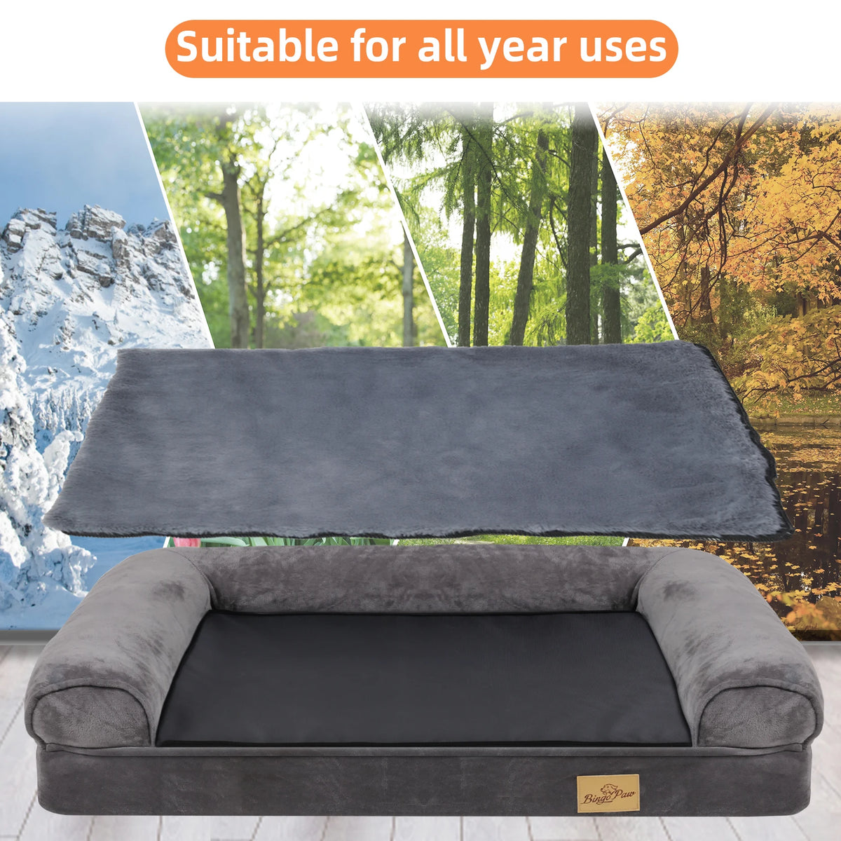 Bingopaw Orthopedic Waterproof Dog Bed With Supportive Sides
