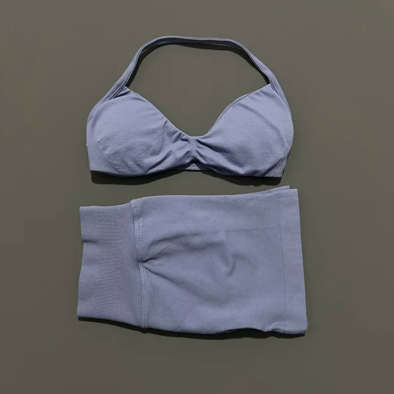 Seamless Yoga Bra And Scrunch Shorts Workout Set For Women