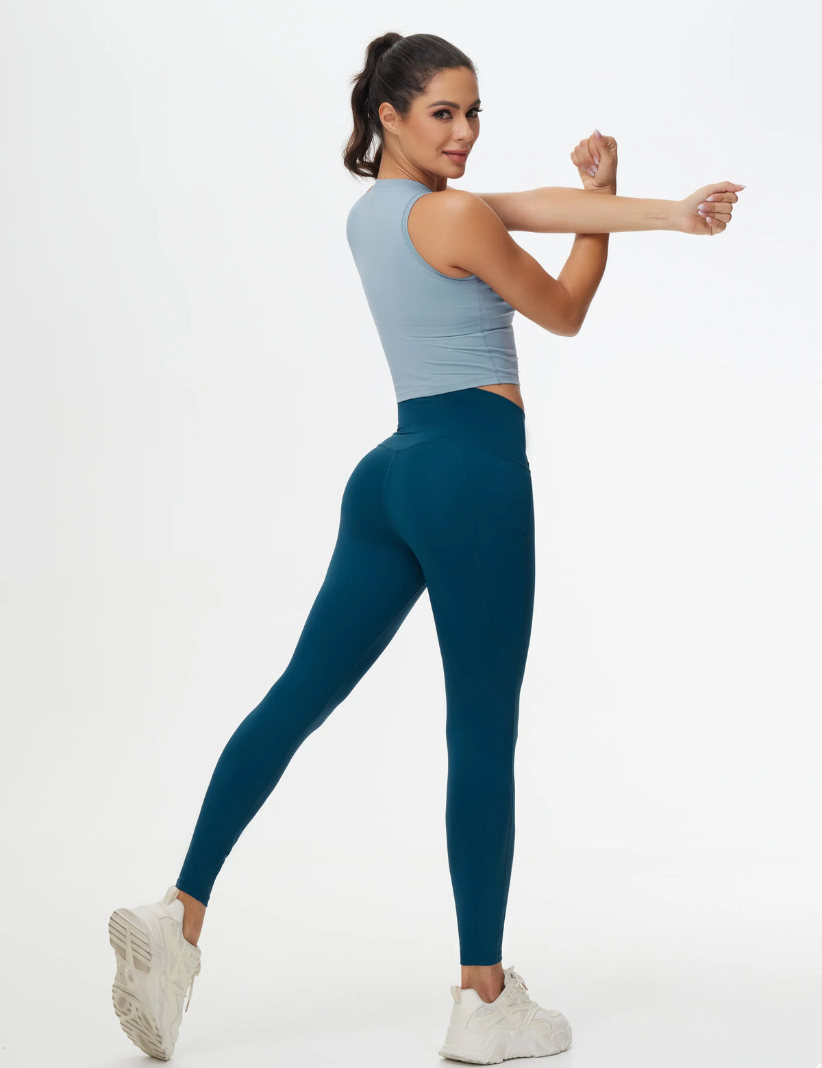 THE GYM PEOPLE Womens Cross Waist Tummy Control Yoga Leggings