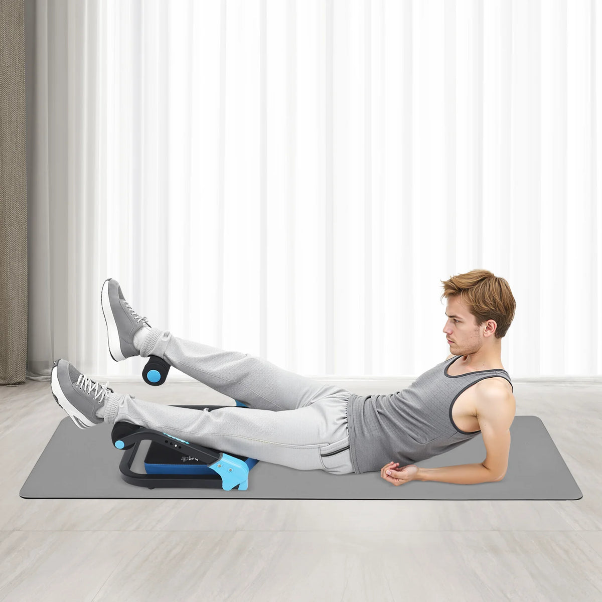 Foldable Abdominal Trainer with Cushioned Pad and Adjustable Resistance