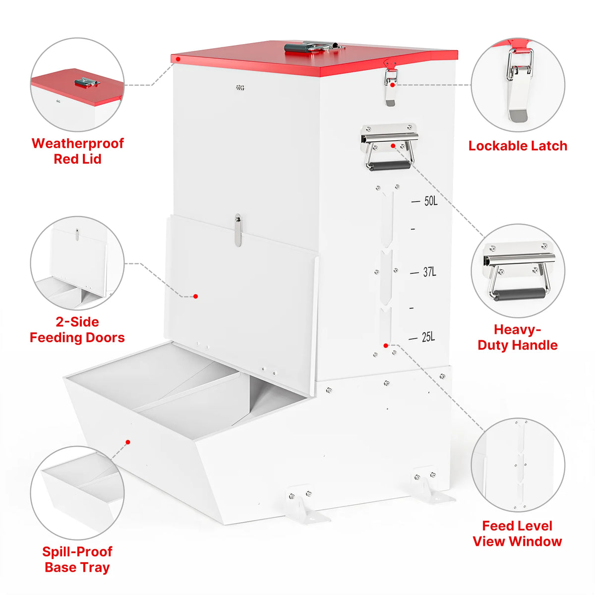 Lockable Automatic Metal Gravity Feeder for Dogs and Farm Animals