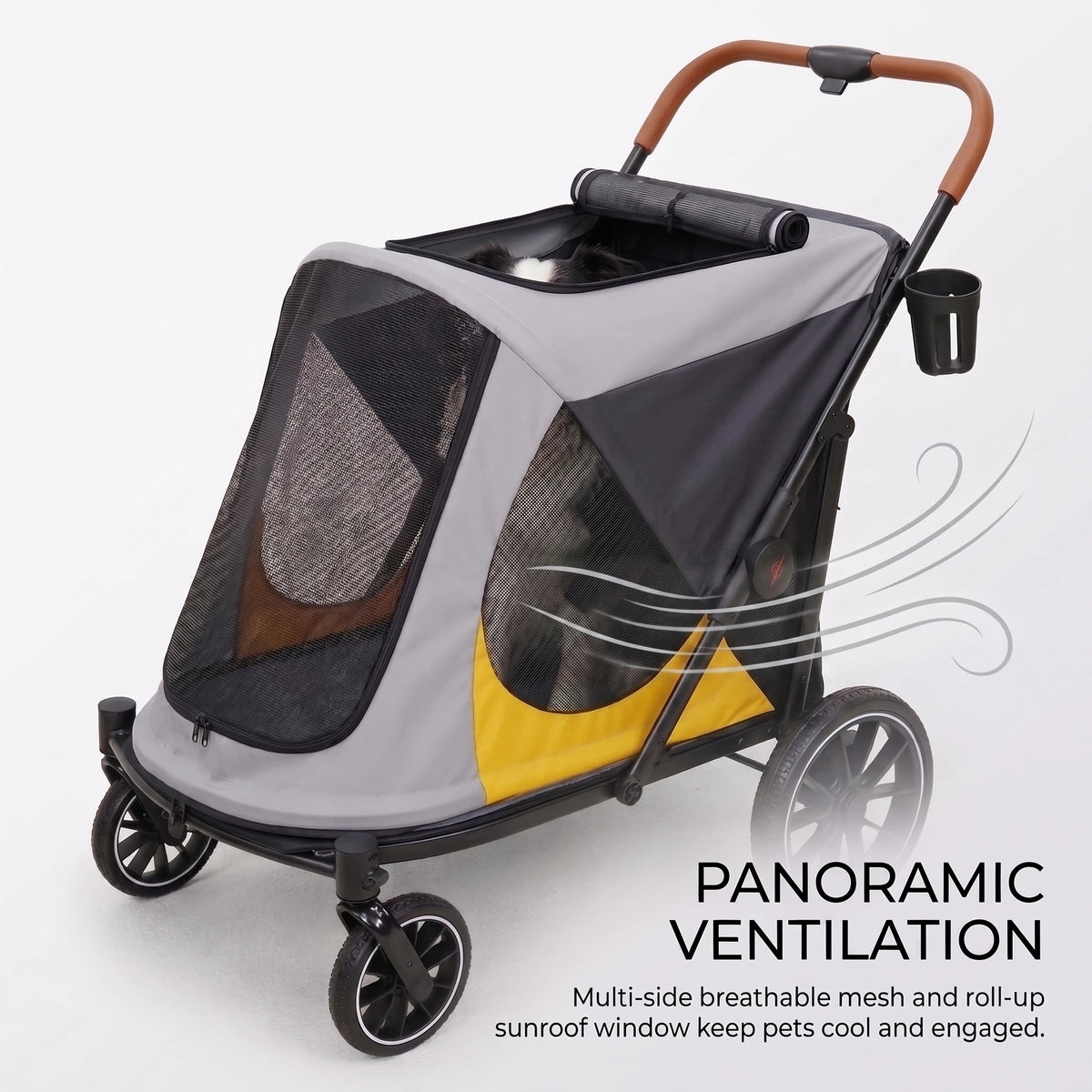 BingoPaw Foldable Dog Stroller with Dual Entry and Shock Absorption