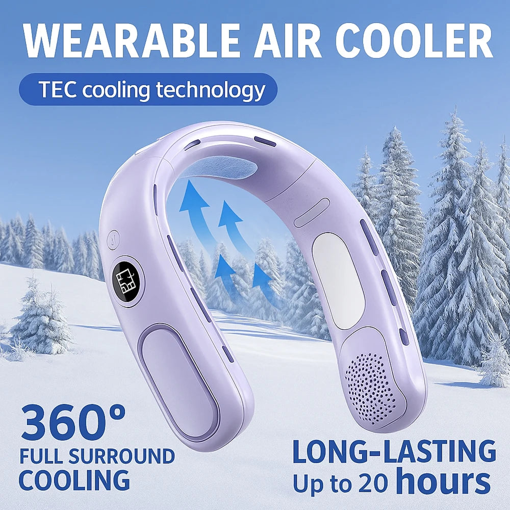Portable Bladeless Neck Fan With Five Speed Adjustable Cooling