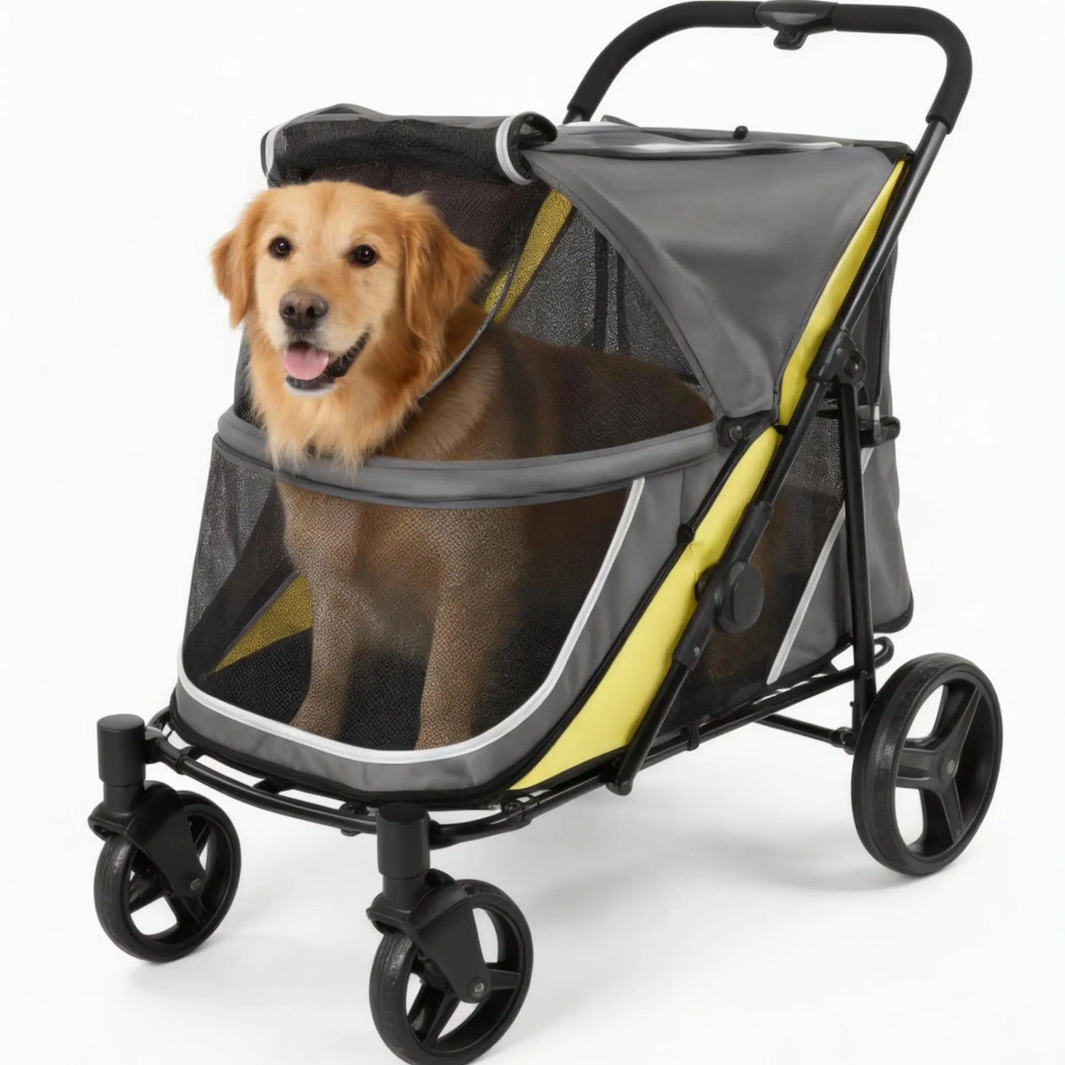 Collapsible All Terrain Pet Stroller Wagon With Dual Entry Breathable Mesh