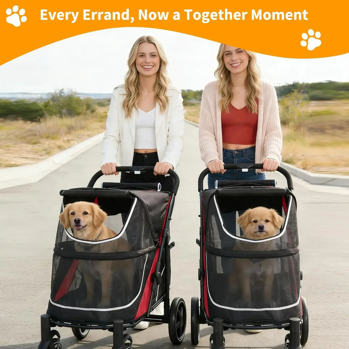 Garvee Foldable Pet Stroller With Mesh Ventilation And Removable Bed