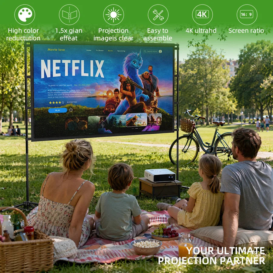XBJ Portable Projector Screen With Durable Tripod Stand For Outdoors