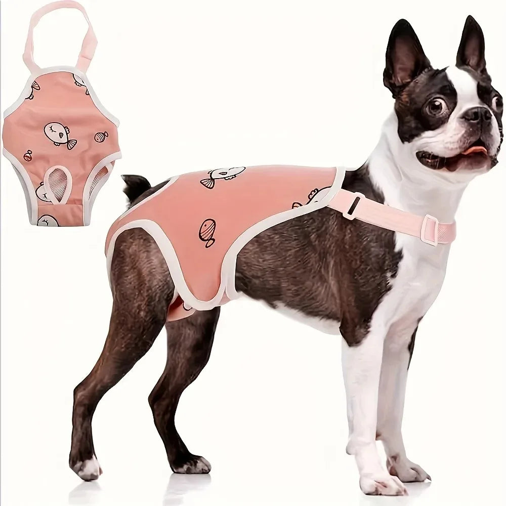 Washable Female Dog Diaper Pants With Adjustable Shoulder Straps