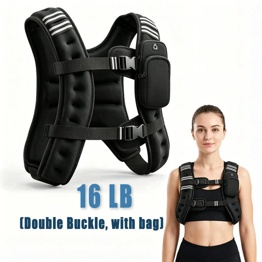 Weighted Training Vest With Buckles, Phone Pocket And Reflective Stripe