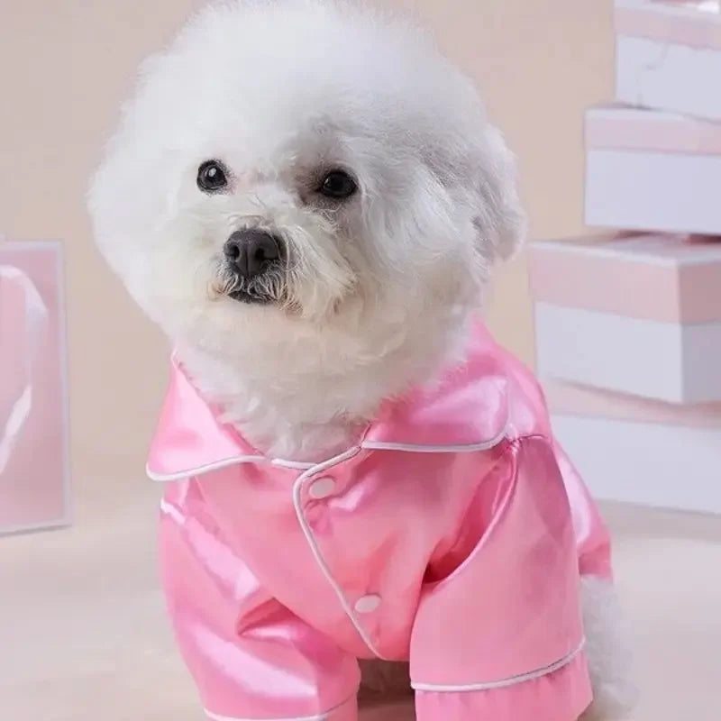 Silk Button Closure Pajamas for Dogs and Cats Pet Clothing