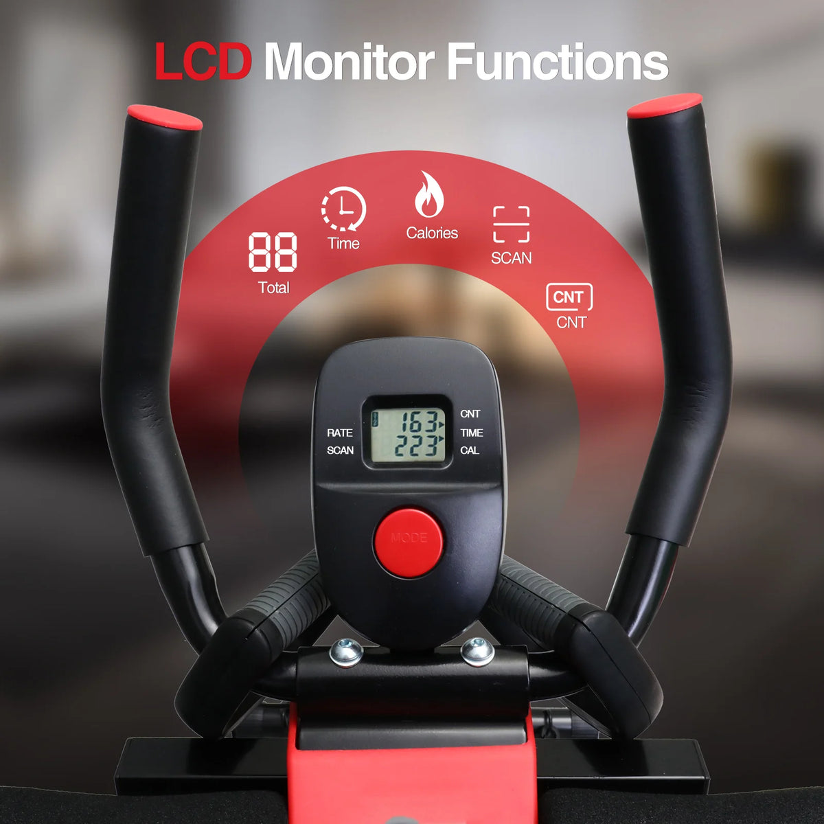 Foldable Adjustable Abdominal Trainer With Resistance Bands And LCD Display