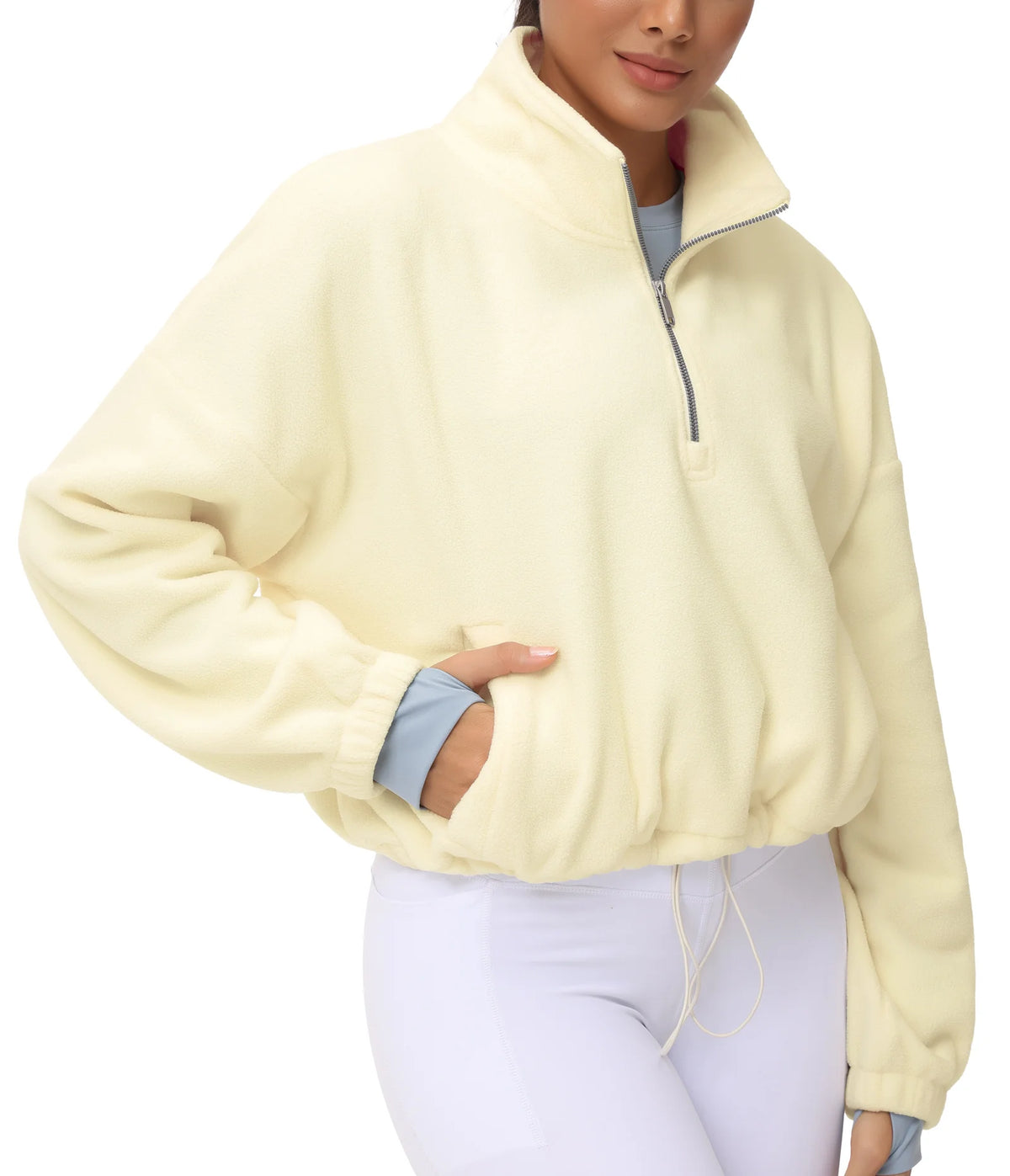 THE GYM PEOPLE Women's Half Zip Fleece Sweatshirt With Pockets