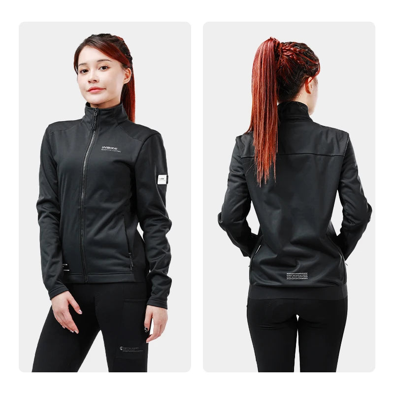 INBIKE Women's Thermal Fleece Cycling Jacket Windproof And Breathable