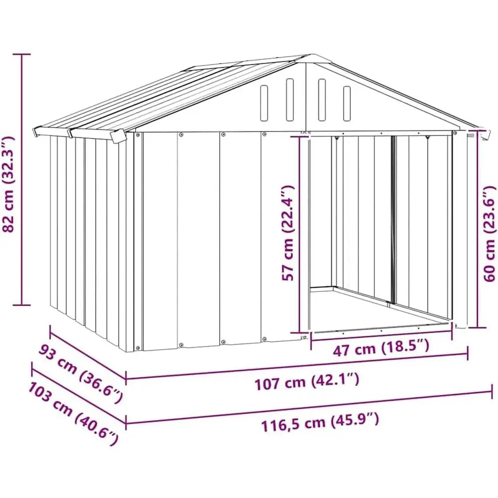 Outdoor Galvanized Steel Dog Kennel With Weatherproof Roof