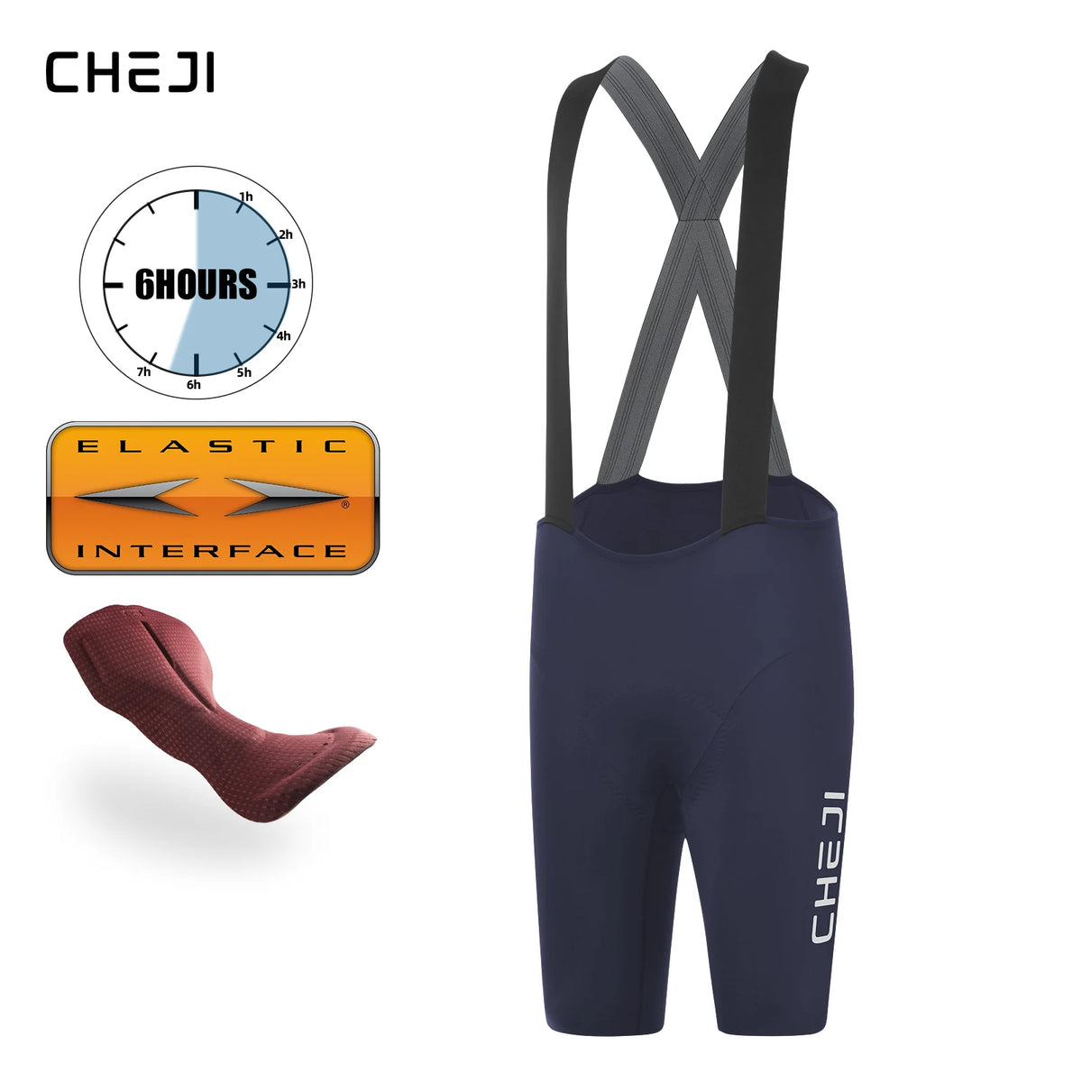 Cheji Men's Cycling Bib Shorts With Breathable Quick Drying Comfort