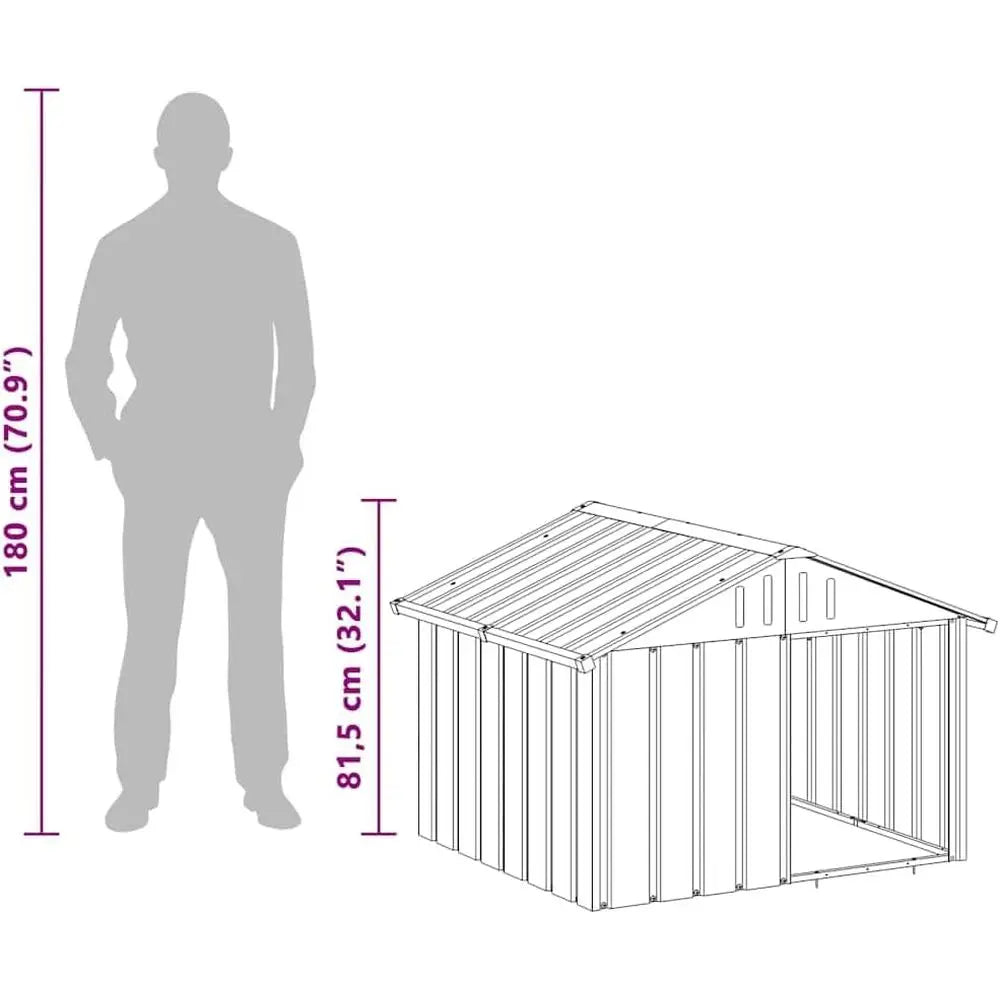 Outdoor Galvanized Steel Dog Kennel With Weatherproof Roof