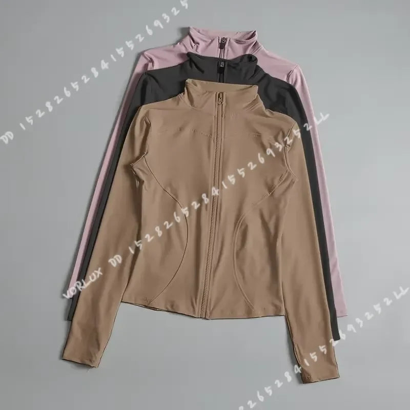 Women's Zip Up Yoga Shirt for Running and Gym Workouts