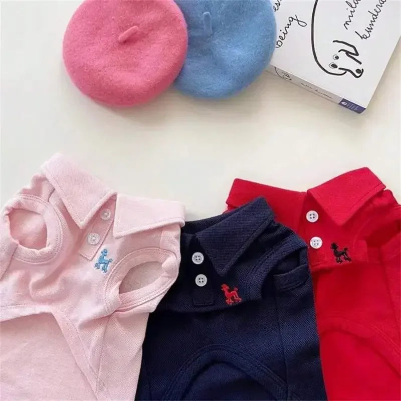 Pet Polo Shirt Embroidered Vest Set For Cats And Dogs