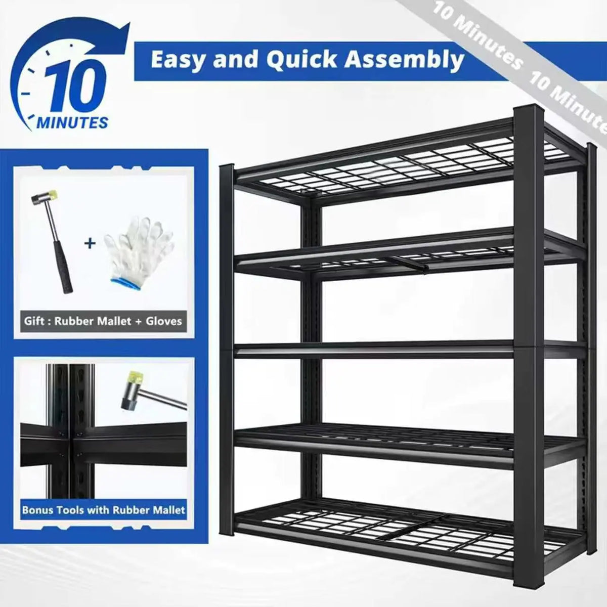 Sarenzoon Commercial Grade Adjustable Double Layer Metal Shelving Rack