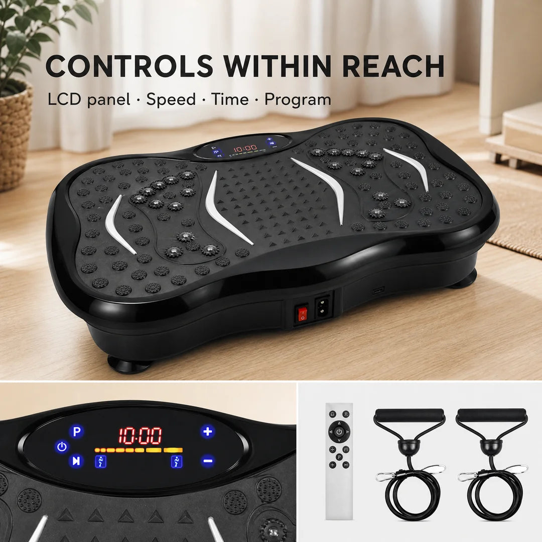Compact Vibration Plate Exercise Machine With LCD And Resistance Bands