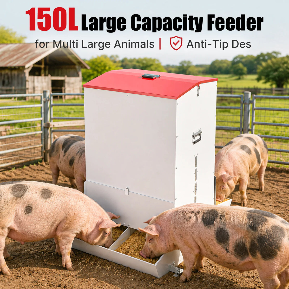 Lockable Automatic Metal Gravity Feeder for Dogs and Farm Animals