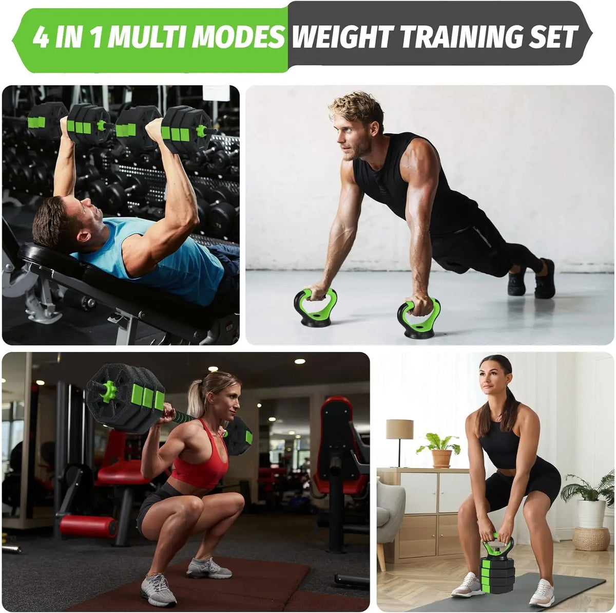 Adjustable Dumbbell Set With Barbell Kettlebell And Push Up Stand