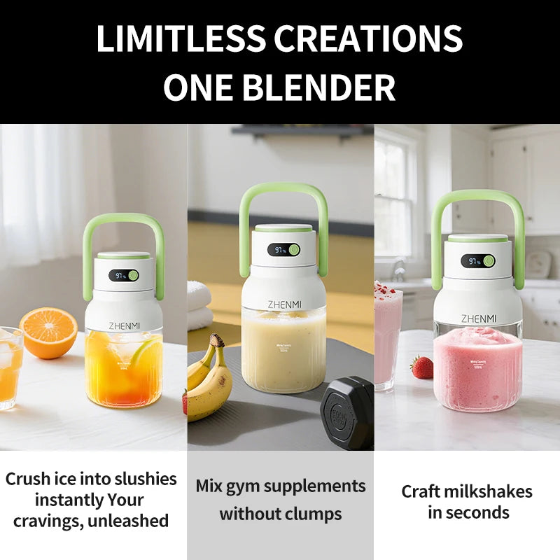 Zhenmi Cordless Blender For Smoothies And Shakes USB Rechargeable