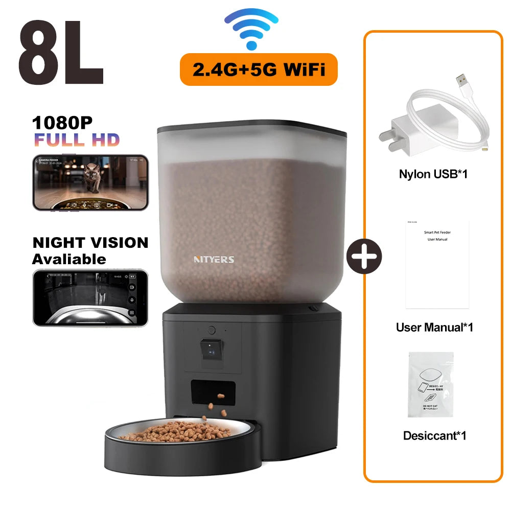 Nityers Smart Cat Feeder With 1080p Camera And Night Vision