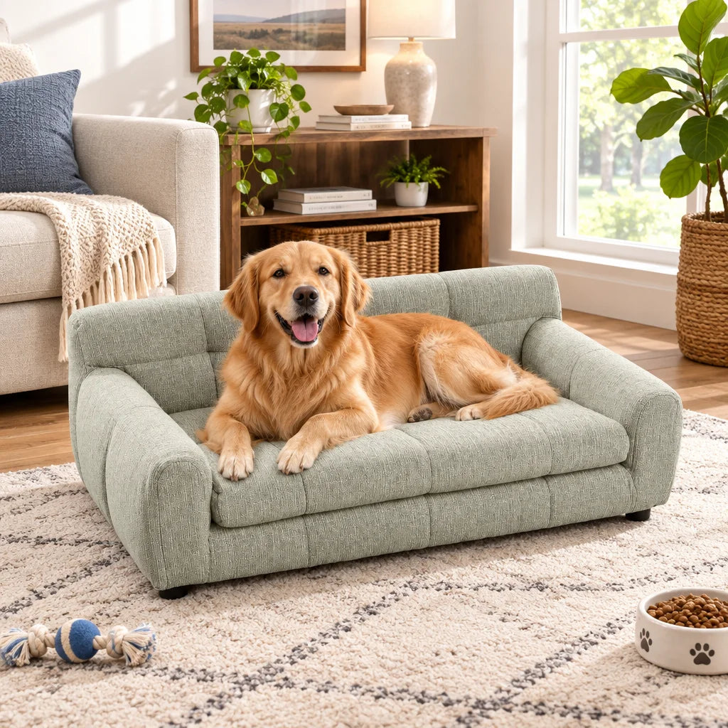 Breathable Dog Sofa Bed With Supportive Backrest And Armrests