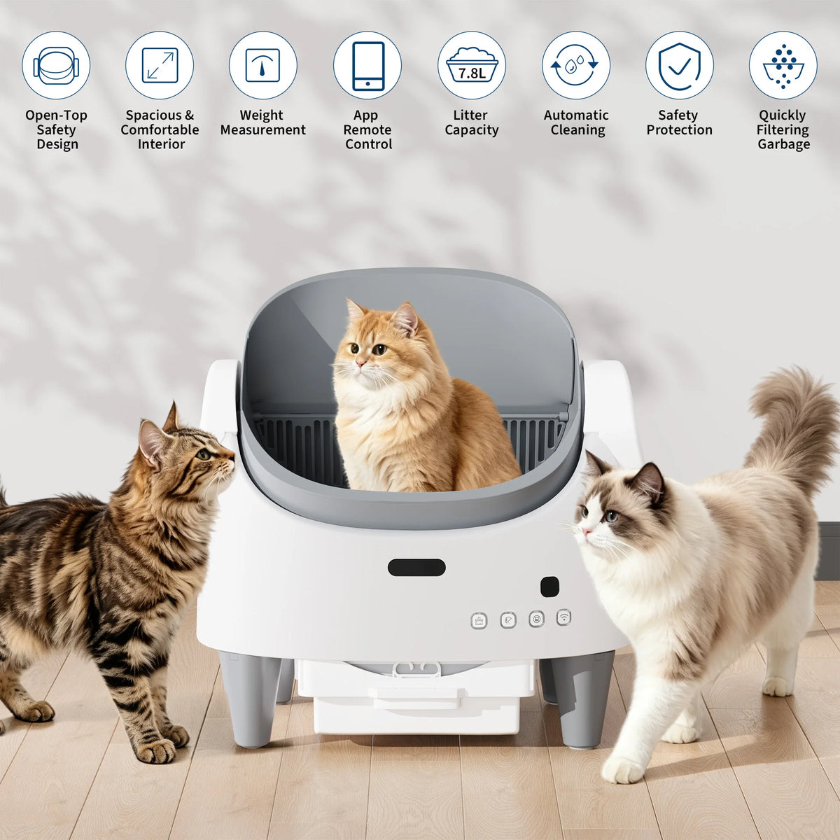 HiMISS Smart Automatic Self Cleaning Open Top Cat Litter Box