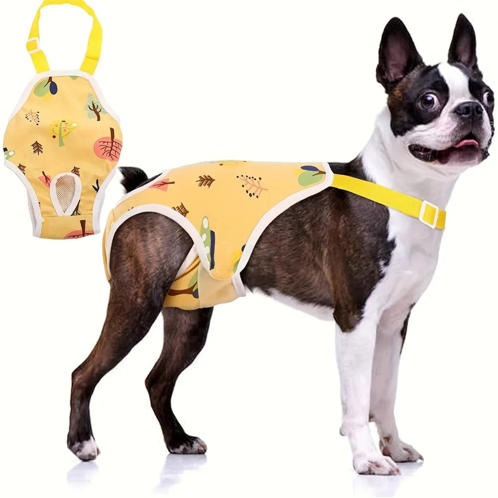 Washable Female Dog Diaper Pants With Adjustable Shoulder Straps