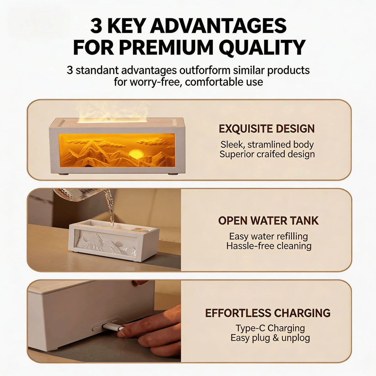 Sunrise Mountain Ultrasonic Aromatherapy Air Diffuser Humidifier