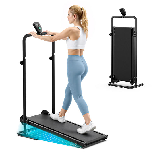 AKLUER Non Motorized Treadmill With Adjustable Incline And LCD Monitor
