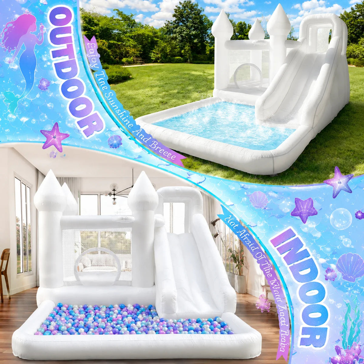 Vancen Spire Top Inflatable Bounce House With Slide Play Zone