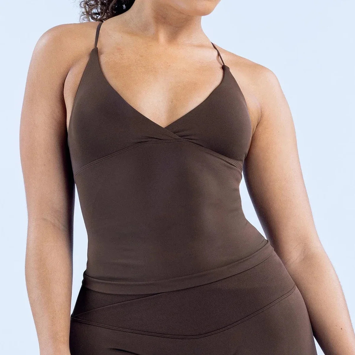 Women Twist Front Backless Longline Sports Tank Top For Yoga