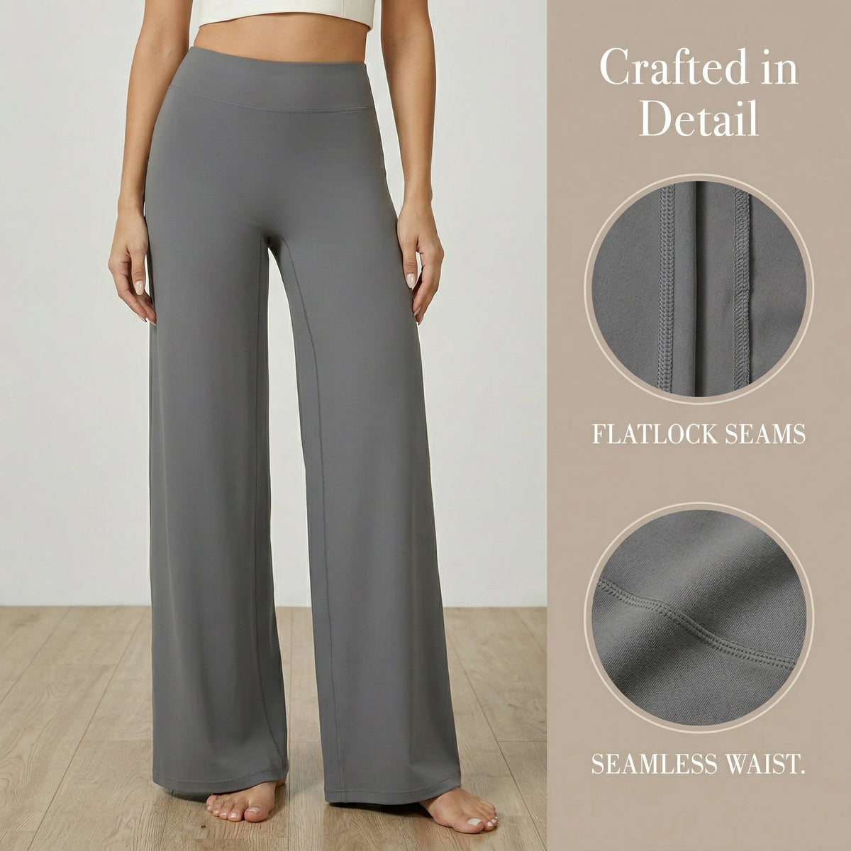 Womens High Waist Wide Leg Yoga Pants With Tummy Control