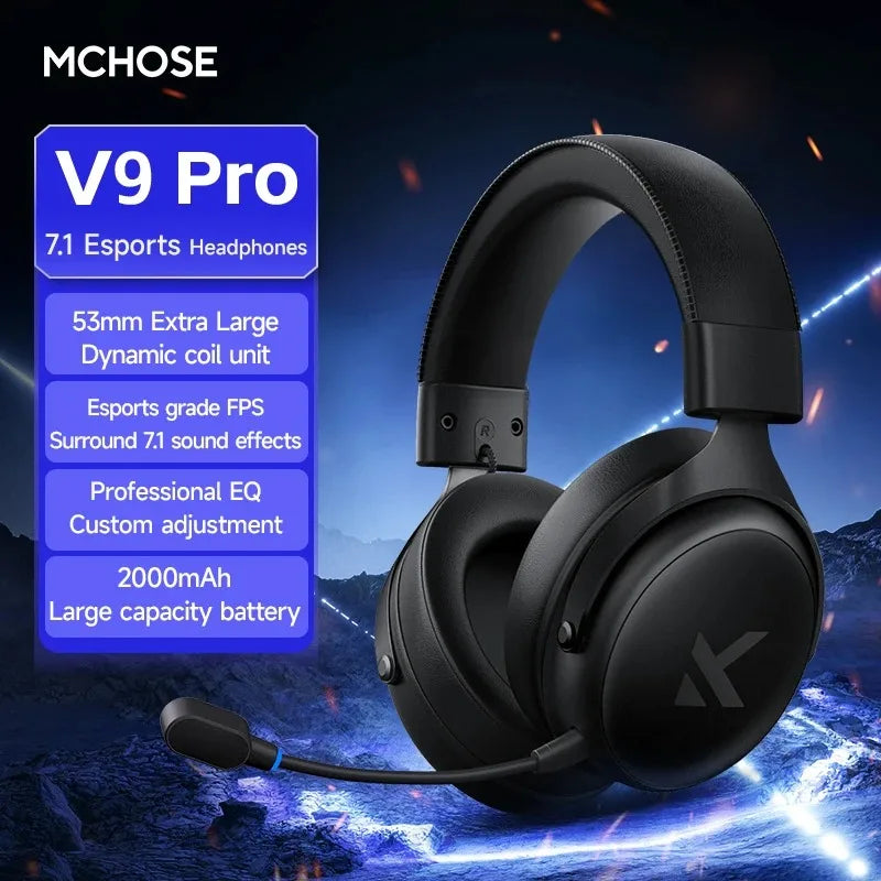 MCHOSE V9 Pro Wireless Gaming Headset 7.1 Surround Noise Canceling
