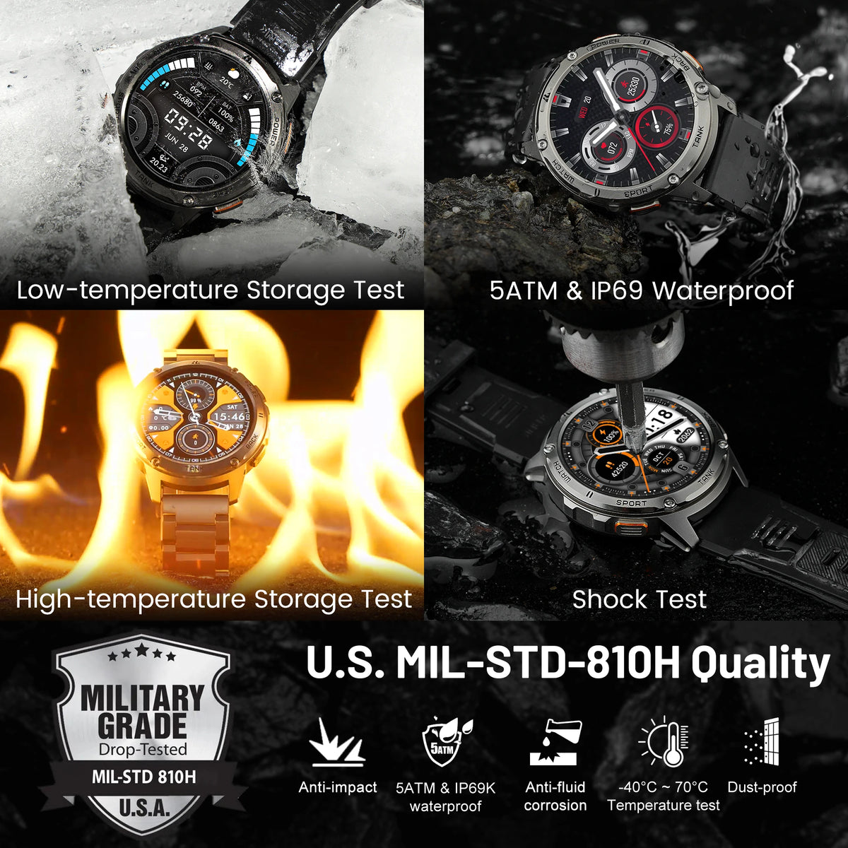 KOSPET Tank T3 AMOLED Smartwatch Bluetooth Calling Fitness Tracking