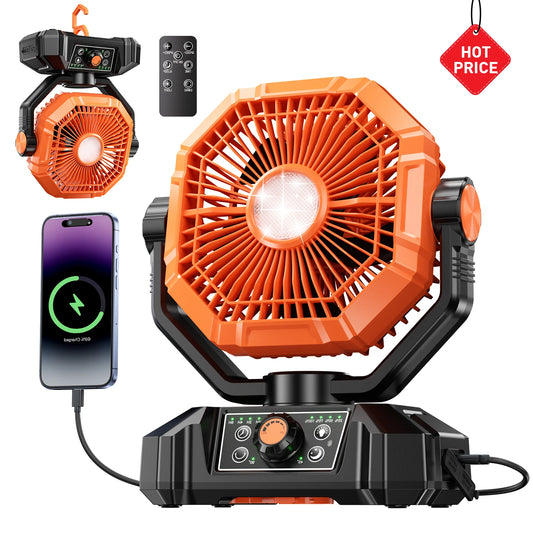 ColdSky Portable Camping Fan With LED Lantern And Remote Control